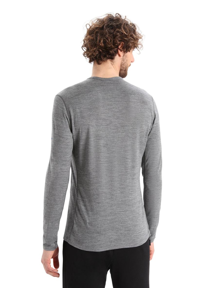 Gritstone Heather Icebreaker Merino 200 Oasis Long Sleeve Crewe Last Run Men's Base Layers | AU 1338RVDW